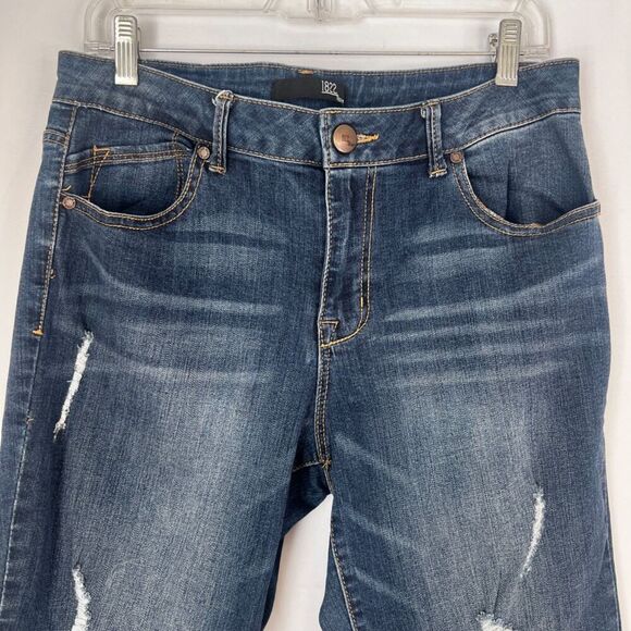 1822 Denim Roll Cuff Distressed Blue Skinny Jeans Size 12 - Picture 7 of 12